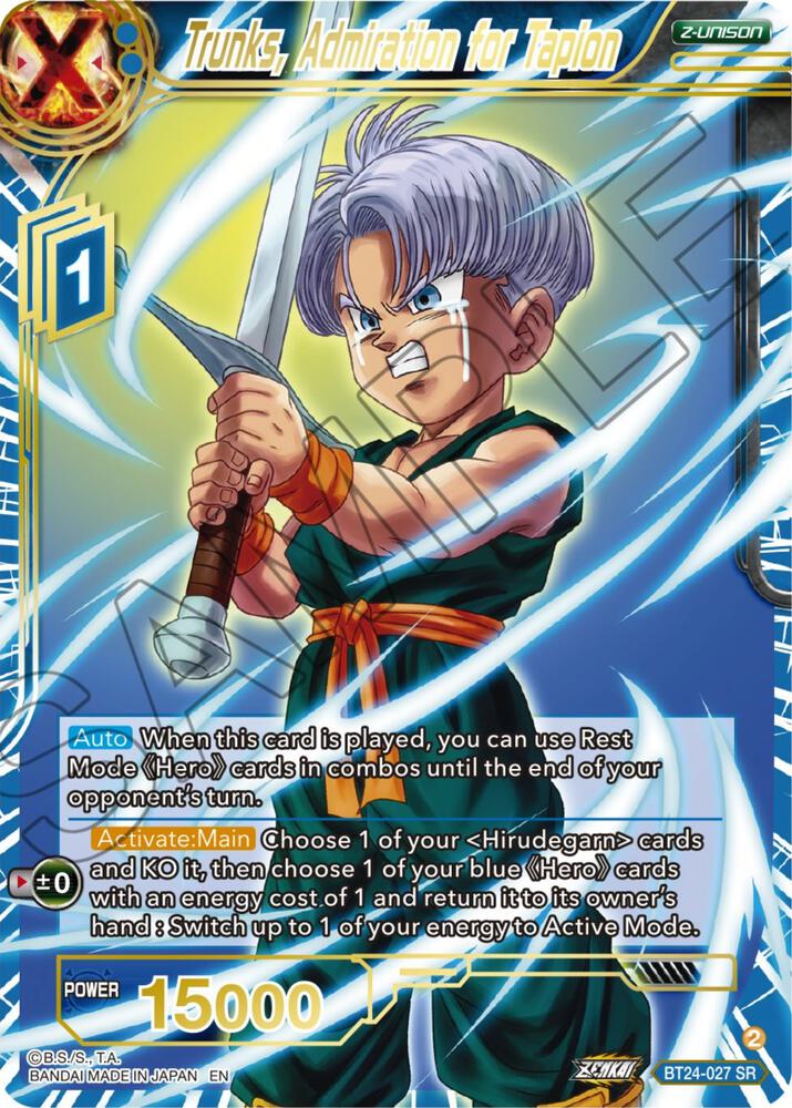 Trunks Admiration for Tapion BT24-027 Beyond Generations Dragonball Super card