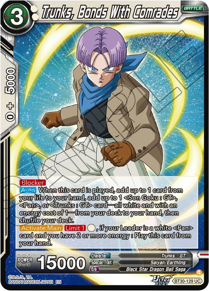 Trunks Bonds With Comrades BT30-129 Three Glorious Fighters Dragonball Super card