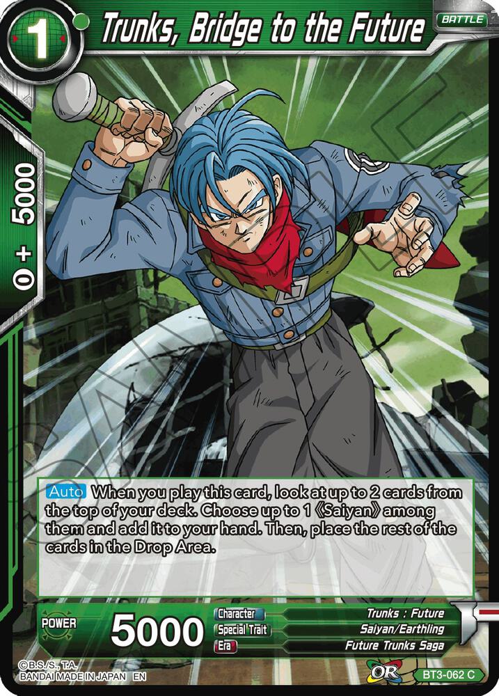 Trunks Bridge to the Future Reprint Foil BT3-062 Battle Evolution Booster Dragonball Super card