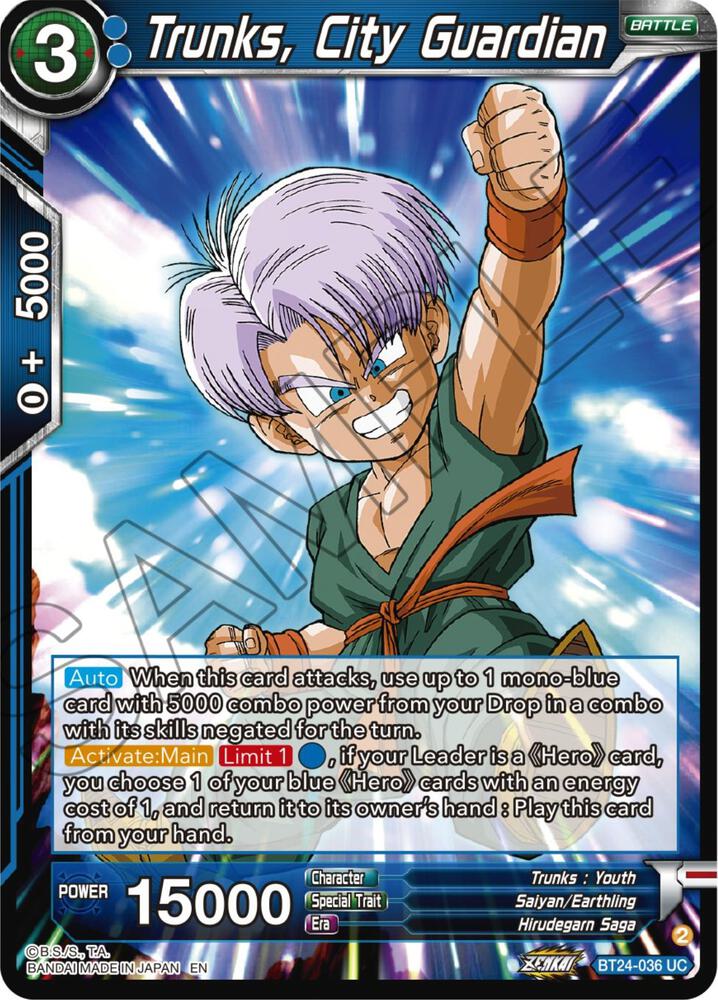 Trunks City Guardian Foil BT24-036 Beyond Generations Dragonball Super card
