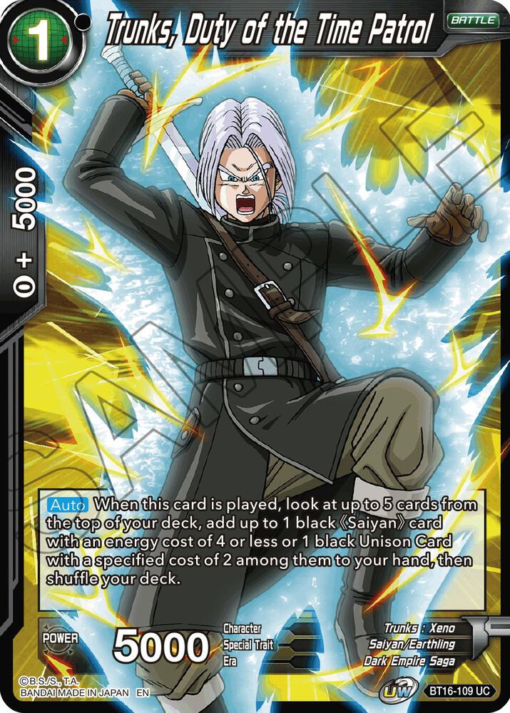Trunks Duty of the Time Patrol BT16-109 Realm of the Gods Dragonball Super card