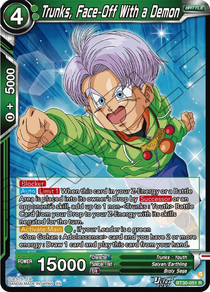 Trunks Face Off With a Demon BT30-051 Three Glorious Fighters Dragonball Super card