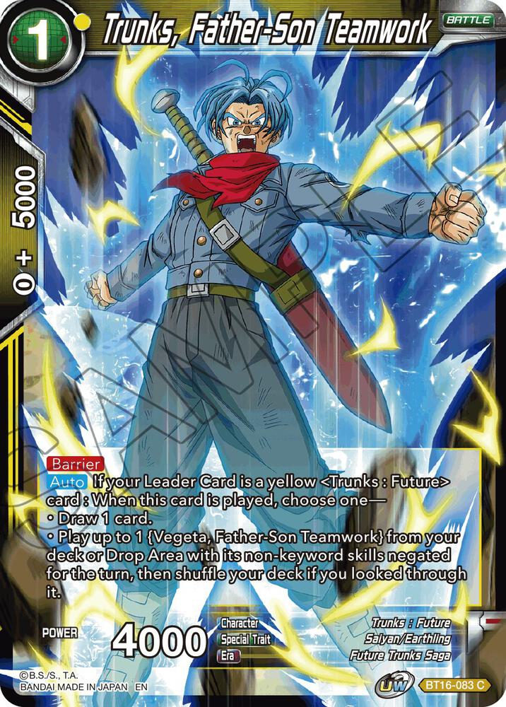 Trunks Father Son Teamwork BT16-083 Realm of the Gods Dragonball Super card