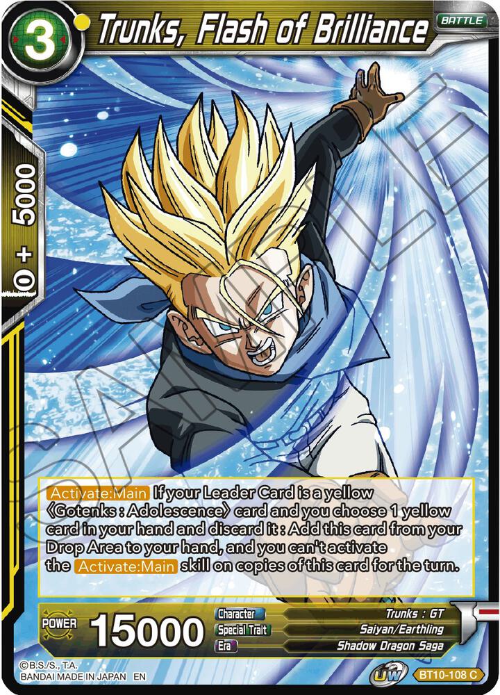 Trunks Flash of Brilliance Foil BT10-108 Rise of the Unison Warrior Dragonball Super card