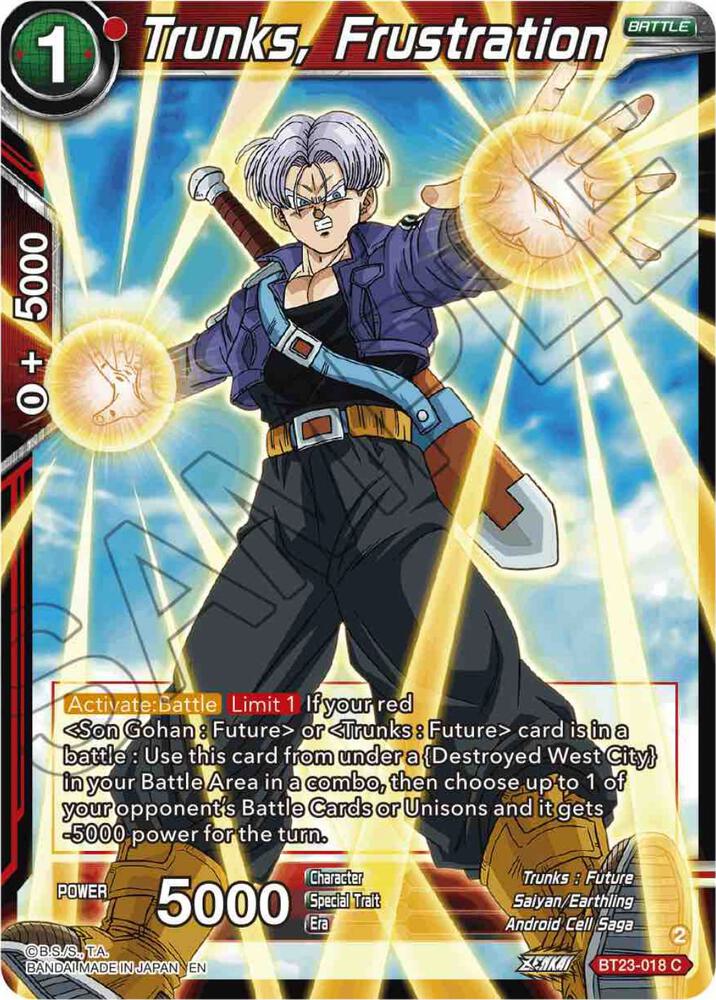 Trunks Frustration Foil BT23-018 Perfect Combination Dragonball Super card