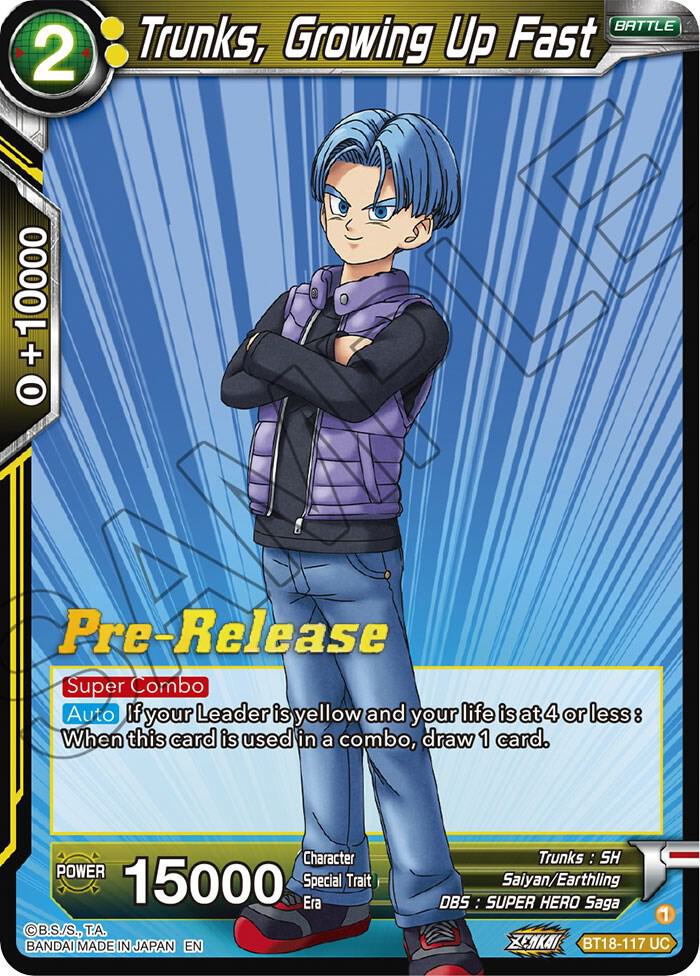 Trunks Growing Up Fast BT18-117 Dawn of the Z-Legends Pre-Release Cards Dragonball Super card