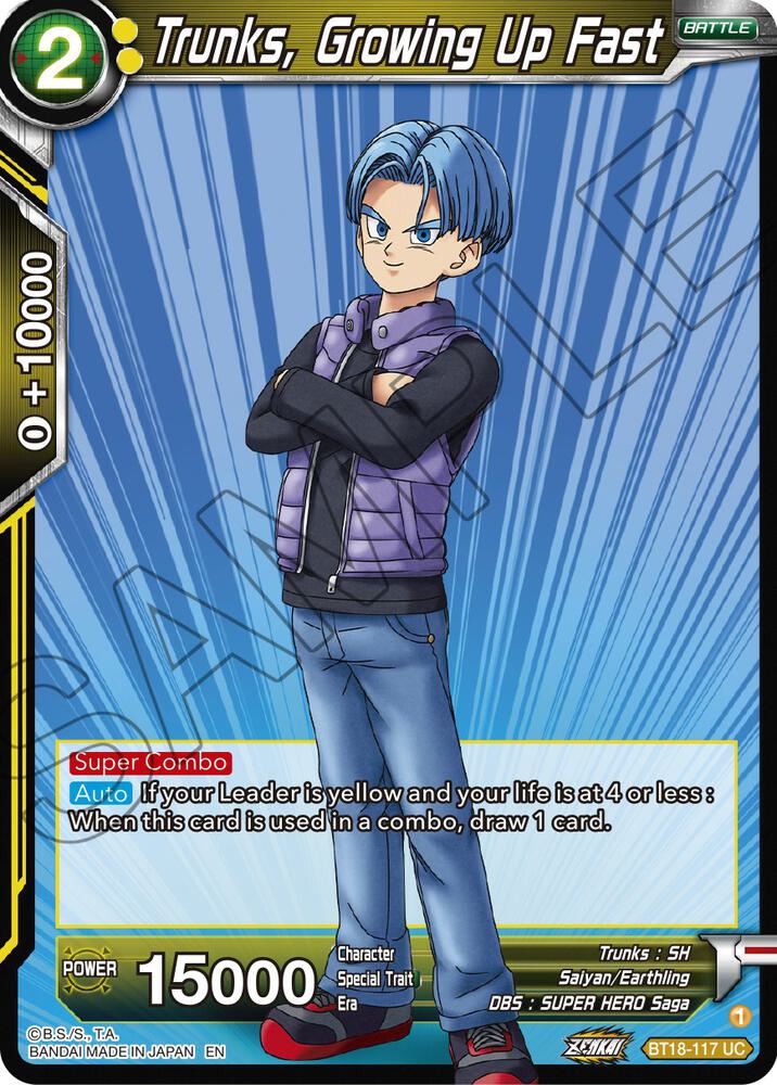 Trunks Growing Up Fast Foil BT18-117 Dawn of the Z-Legends Dragonball Super card