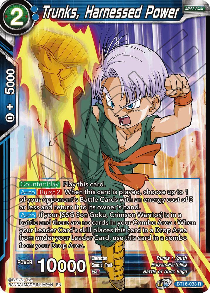 Trunks Harnessed Power BT16-033 Realm of the Gods Dragonball Super card