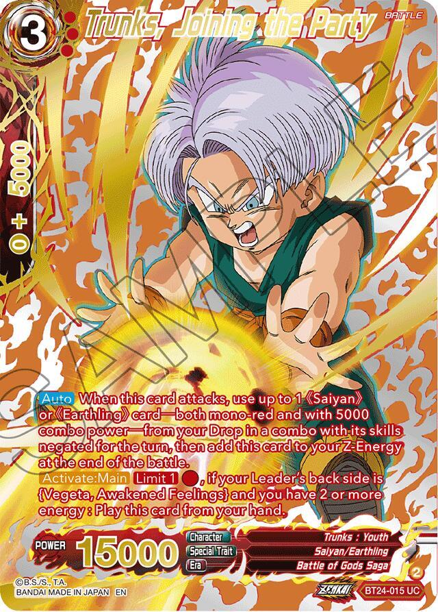 Trunks Joining the Party Collector Booster Gold BT24-015 Beyond Generations Dragonball Super card