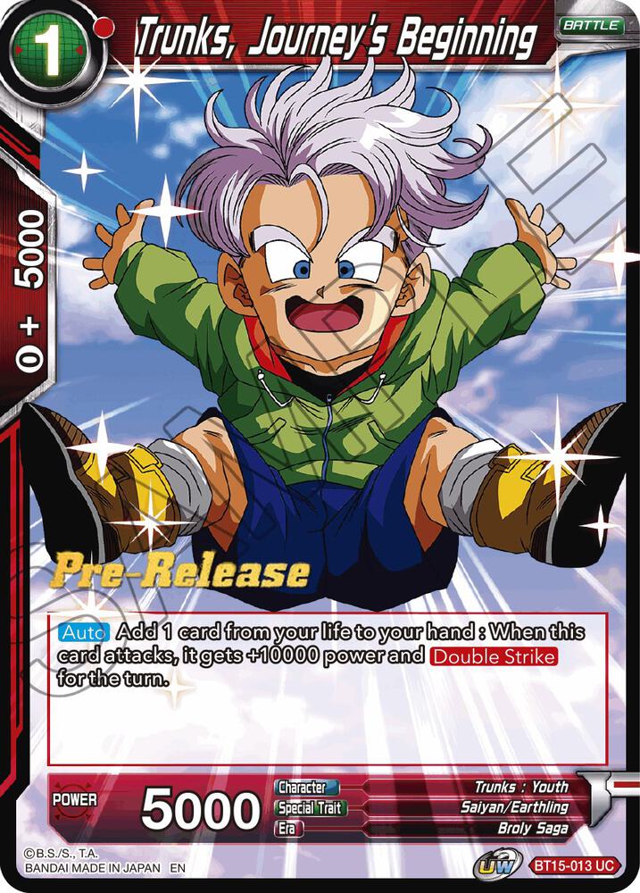 Trunks Journeys Beginning BT15-013 Saiyan Showdown Pre-Release Cards Dragonball Super card