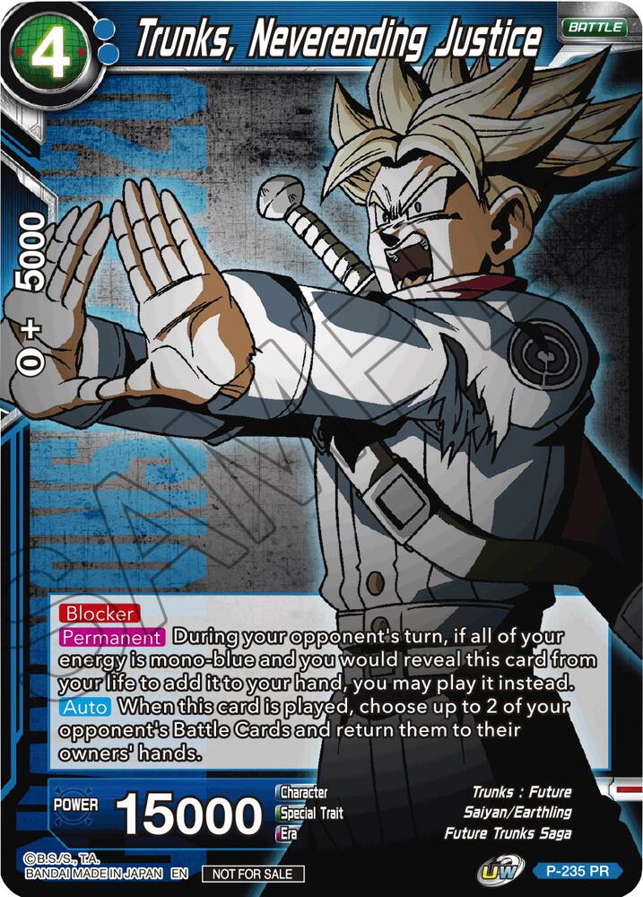 Trunks Neverending Justice P-235 Promotion Cards Dragonball Super card