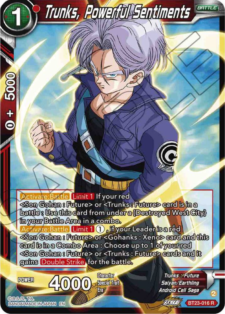 Trunks Powerful Sentiments BT23-016 Perfect Combination Dragonball Super card