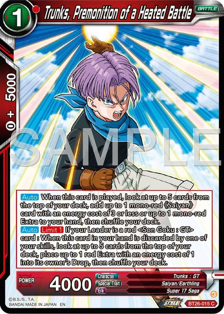 Trunks Premonition of a Heated Battle BT26-015 Ultimate Advent Dragonball Super card