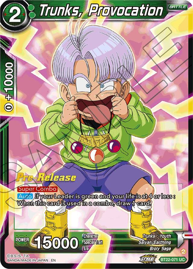 Trunks Provocation BT22-071 Critical Blow Pre-Release Cards Dragonball Super card