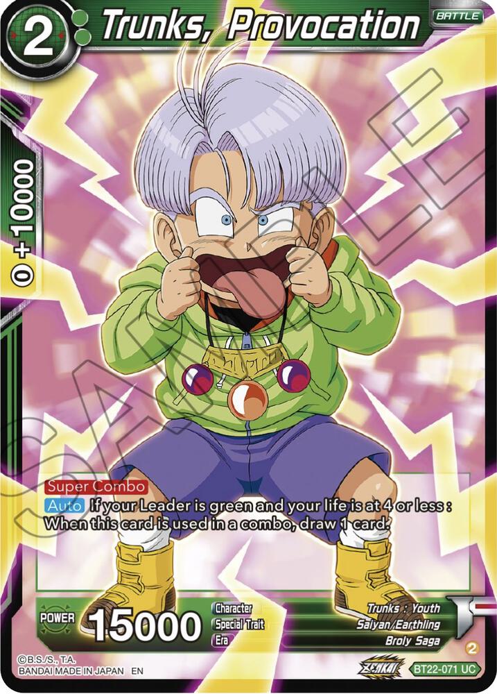 Trunks Provocation Foil BT22-071 Critical Blow Dragonball Super card