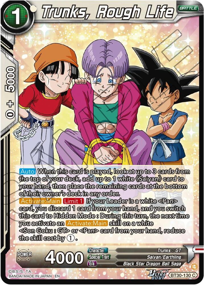 Trunks Rough Life BT30-130 Three Glorious Fighters Dragonball Super card