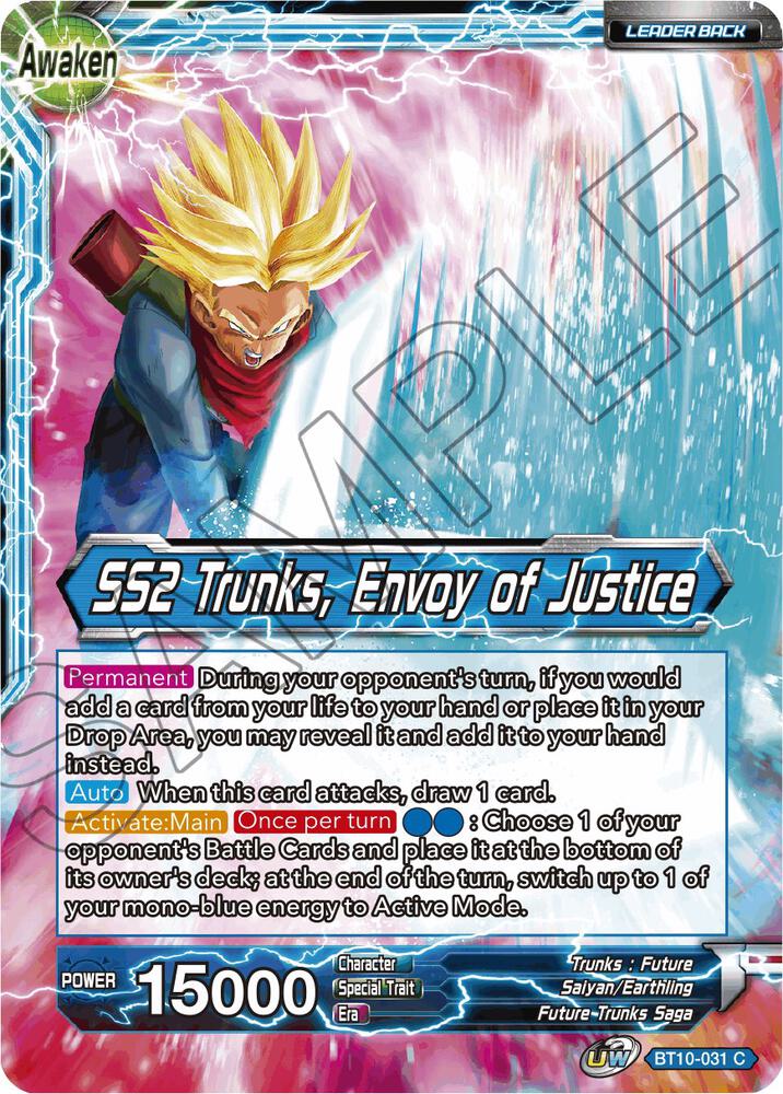 Trunks SS2 Trunks Envoy of Justice BT10-031 Rise of the Unison Warrior Dragonball Super card