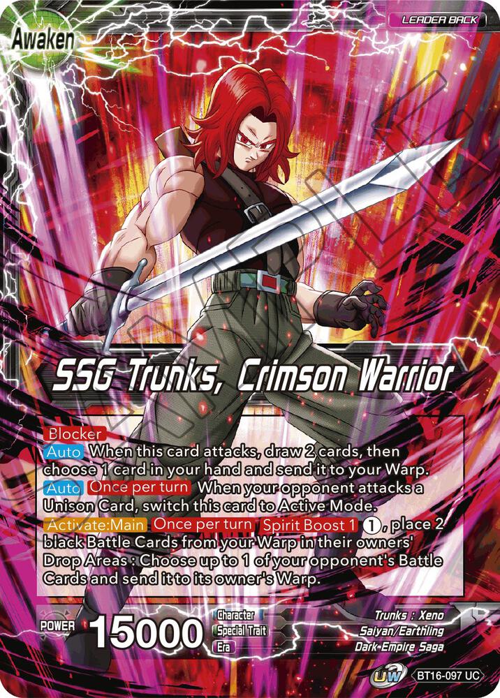 Trunks SSG Trunks Crimson Warrior BT16-097 Realm of the Gods Dragonball Super card