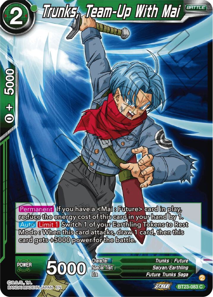 Trunks Team Up With Mai Foil BT23-083 Perfect Combination Dragonball Super card