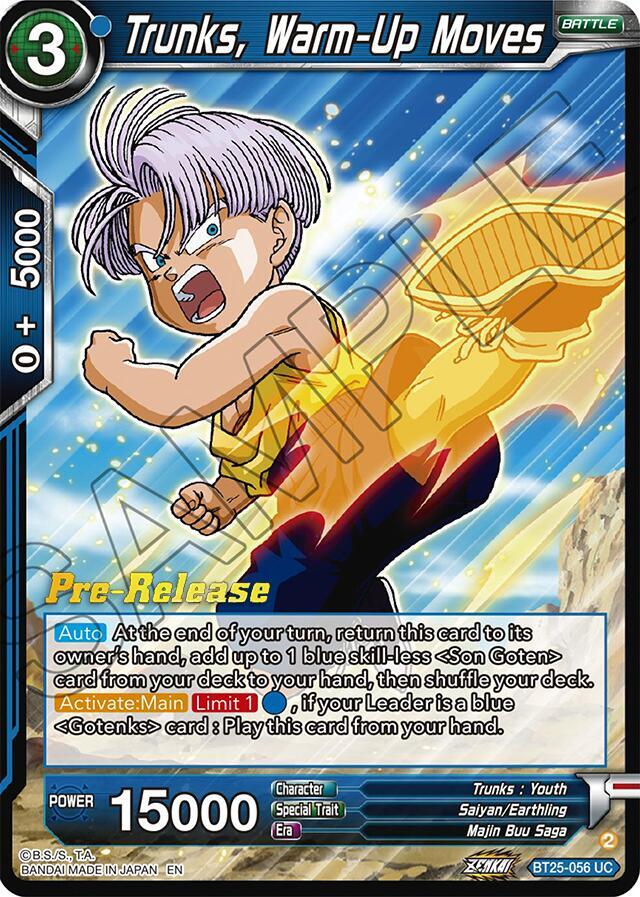 Trunks Warm Up Moves BT25-056 Legend of the Dragon Balls Pre-Release Cards Dragonball Super card