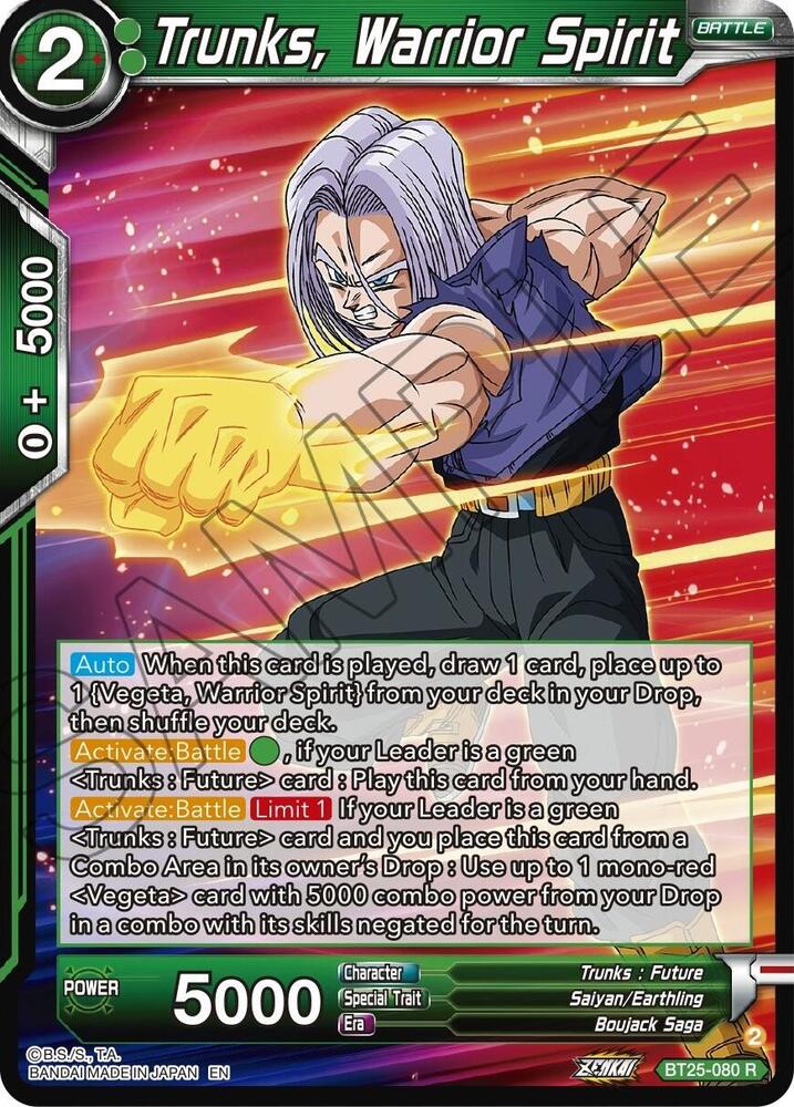 Trunks Warrior Spirit BT25-080 Legend of the Dragon Balls Dragonball Super card