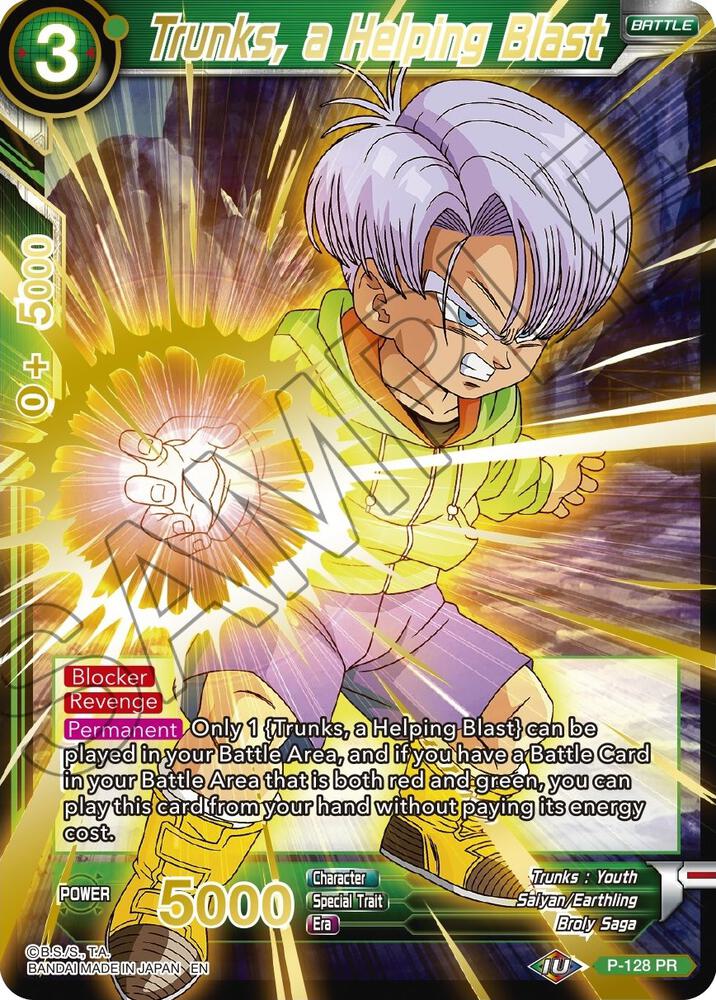 Trunks a Helping Blast Gold Stamped P-128 Mythic Booster Dragonball Super card