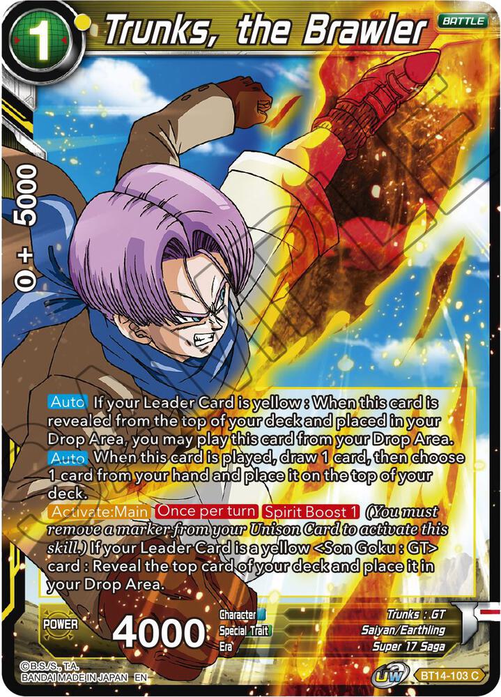 Trunks the Brawler Foil BT14-103 Cross Spirits Dragonball Super card