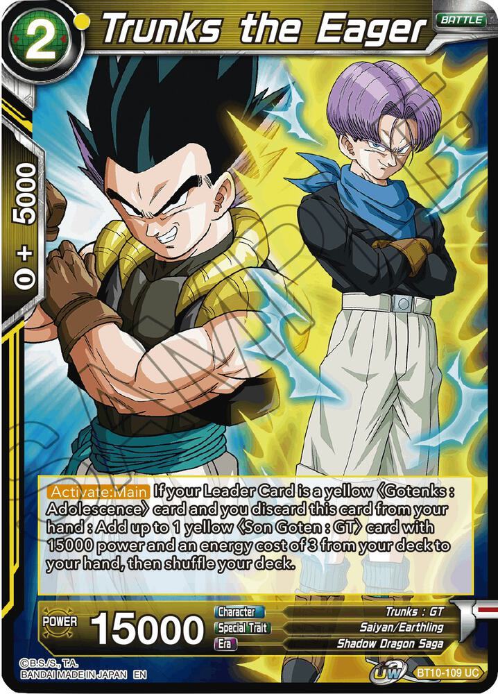 Trunks the Eager Foil BT10-109 Rise of the Unison Warrior Dragonball Super card