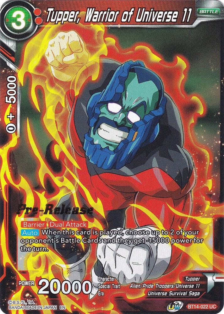 Tupper Warrior of Universe 11 BT14-022 Cross Spirits Pre-Release Cards Dragonball Super card