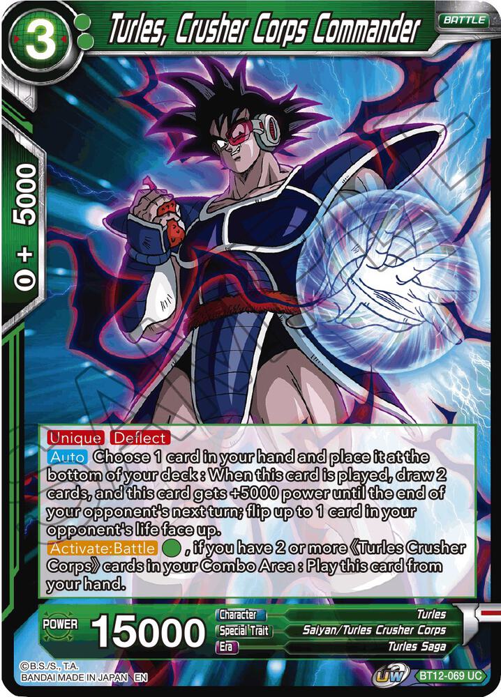 Turles Crusher Corps Commander Foil BT12-069 Vicious Rejuvenation Dragonball Super card