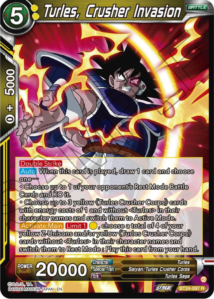 Turles Crusher Invasion Foil BT24-097 Beyond Generations Dragonball Super card