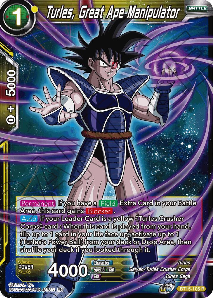Turles Great Ape Manipulator BT15-106 Saiyan Showdown Dragonball Super card