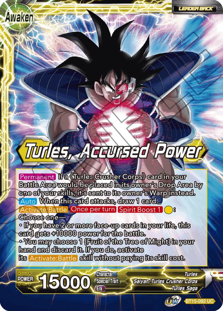 Turles Turles Accursed Power BT15-092 Saiyan Showdown Dragonball Super card