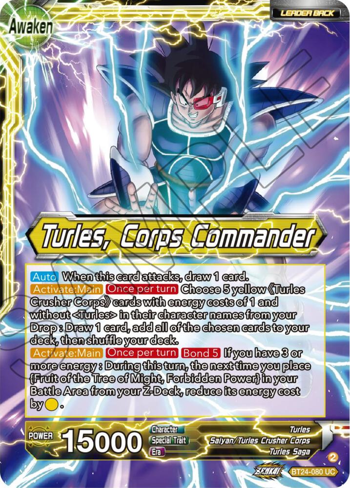 Turles Turles Corps Commander BT24-080 Beyond Generations Dragonball Super card