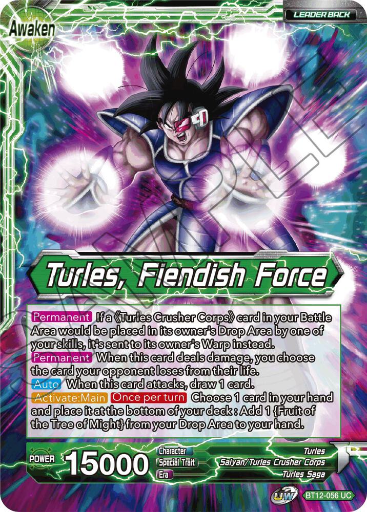 Turles Turles Fiendish Force BT12-056 Vicious Rejuvenation Dragonball Super card