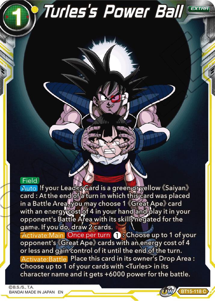 Turless Power Ball Foil BT15-118 Saiyan Showdown Dragonball Super card