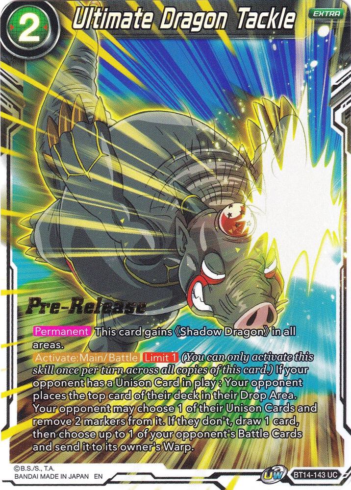 Ultimate Dragon Tackle BT14-143 Cross Spirits Pre-Release Cards Dragonball Super card