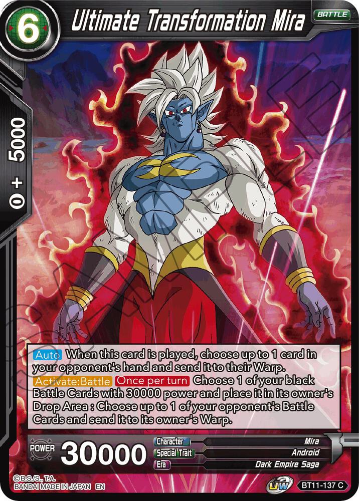 Ultimate Transformation Mira Foil BT11-137 Vermilion Bloodline Dragonball Super card