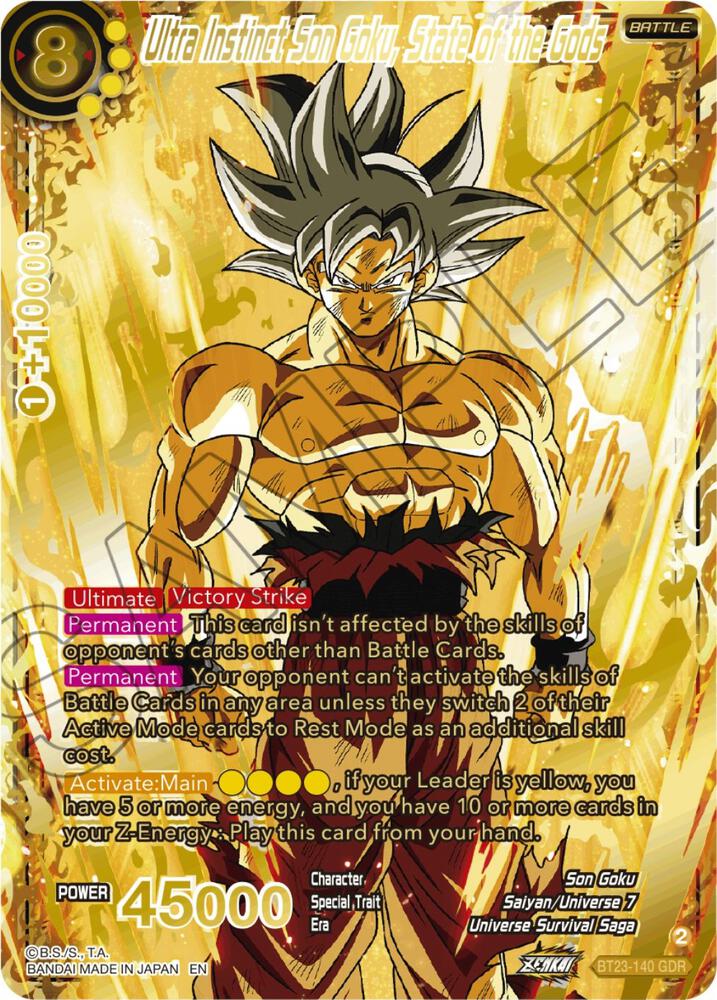 Ultra Instinct Son Goku State of the Gods GDR BT23-140 Perfect Combination Dragonball Super card