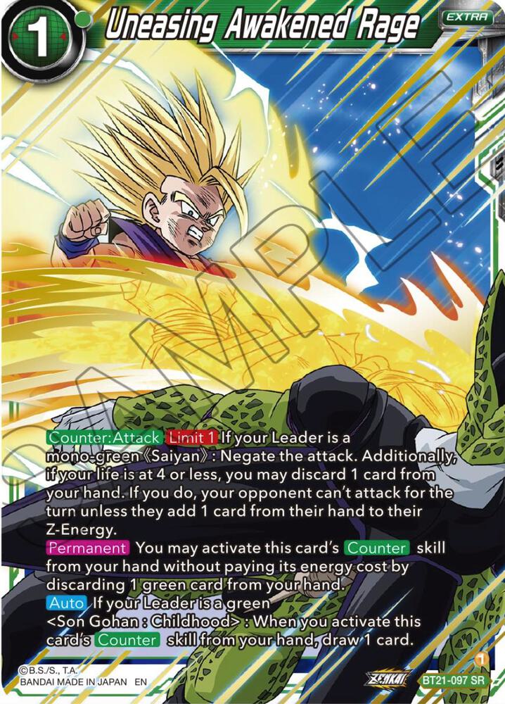 Uneasing Awakened Rage BT21-097 Wild Resurgence Dragonball Super card