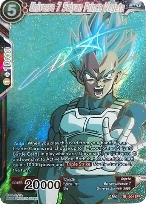 Universe 7 Saiyan Prince Vegeta SPR TB1-004 Tournament of Power Dragonball Super card