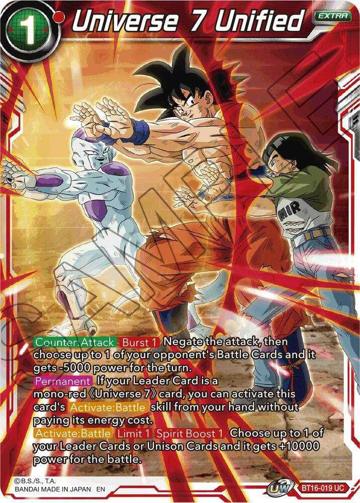 Universe 7 Unified Foil BT16-019 Realm of the Gods Dragonball Super card