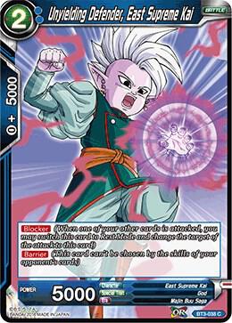 Unyielding Defender East Supreme Kai Foil BT3-038 Cross Worlds Dragonball Super card