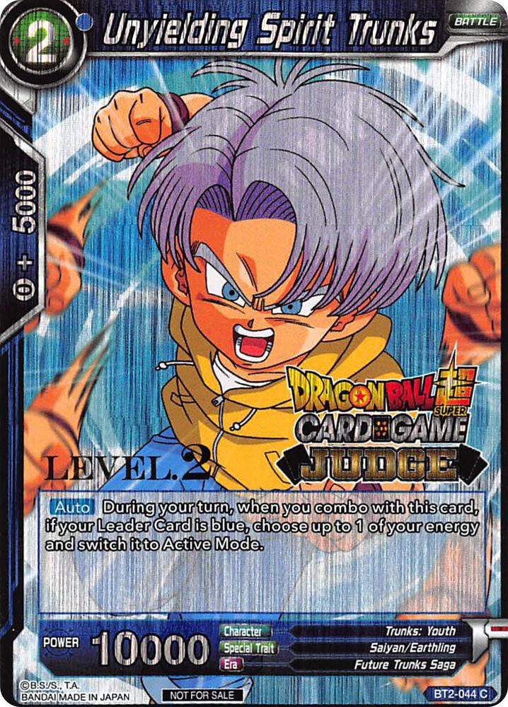 Unyielding Spirit Trunks Level 2 BT2-044 Judge Promotion Cards Dragonball Super card