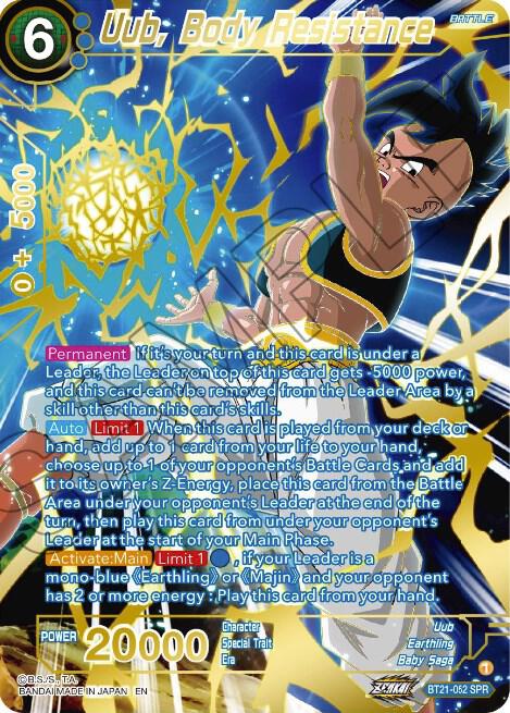 Uub Body Resistance SPR BT21-052 Wild Resurgence Dragonball Super card