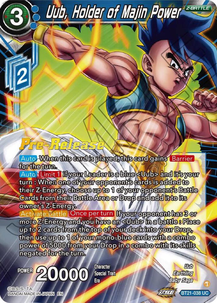 Uub Holder of Majin Power BT21-038 Wild Resurgence Pre-Release Cards Dragonball Super card