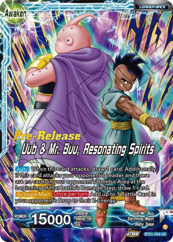 Uub Uub and Mr Buu Resonating Spirits BT21-034 Wild Resurgence Pre-Release Cards Dragonball Super card