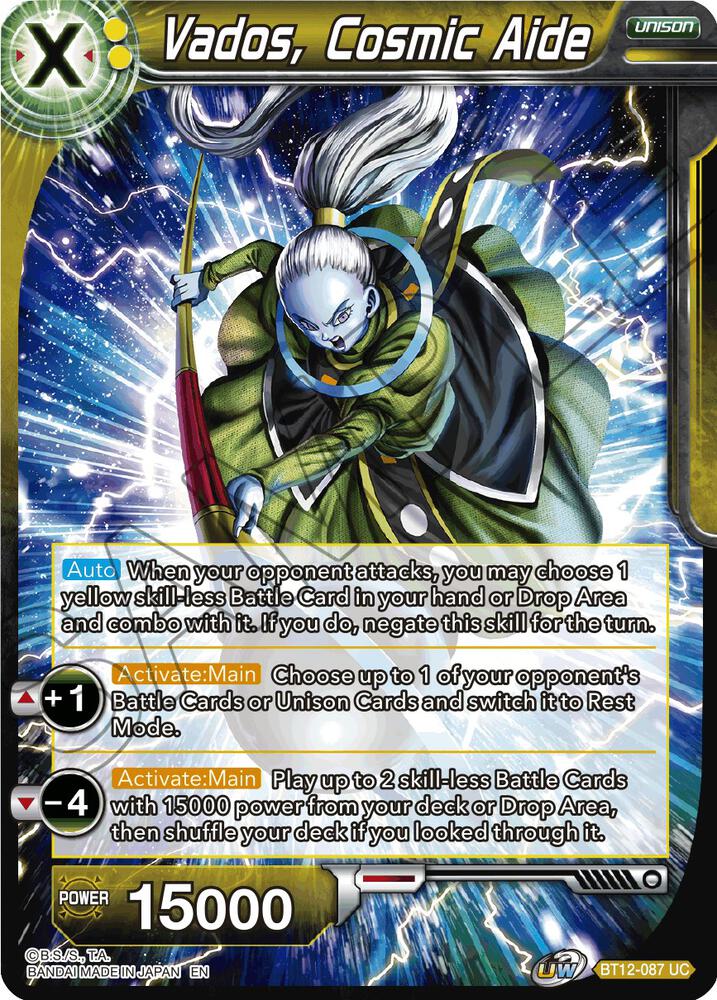 Vados Cosmic Aide Foil BT12-087 Vicious Rejuvenation Dragonball Super card