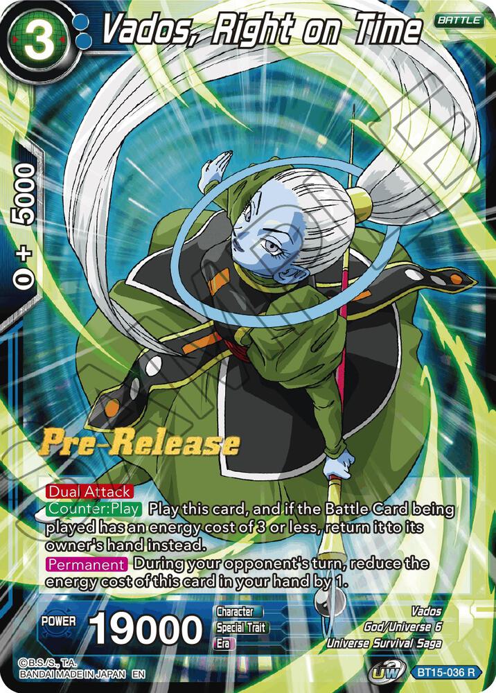 Vados Right on Time BT15-036 Saiyan Showdown Pre-Release Cards Dragonball Super card