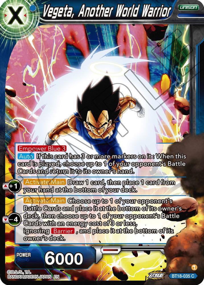 Vegeta Another World Warrior BT18-035 Dawn of the Z-Legends Dragonball Super card
